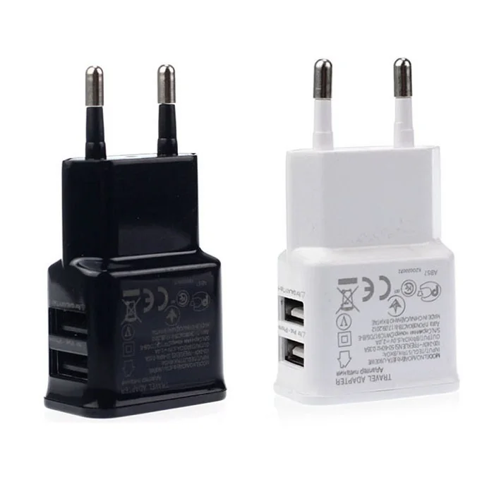 

New White Universal 2A EU Plug 2 Dual Port USB Wall Charger Adapter For Samsung Galaxy S4 S3 Note 2 3 iPhone 4 5 200pcs/lot