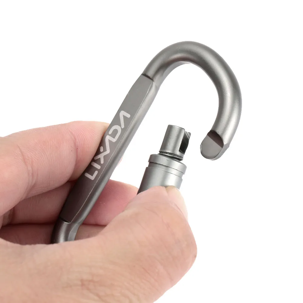 

Lixada Aluminum Alloy Carabiner Climbing D-ring Locking Carabiner Screw Hook Buckle Keychain Rope Survial Rescue Keyring