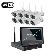 New arrival 8ch Outdoor Day night security camera system 1080P Real WiFi wireless ip camera NVR kit with 10.1” LCD Screen
