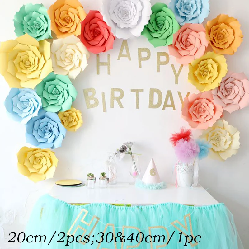 

Large Size 20/30/40CM Handmade Cardboard Paper Rose Flower For Wedding Backdrops Background Deco Windows Display 7A1152