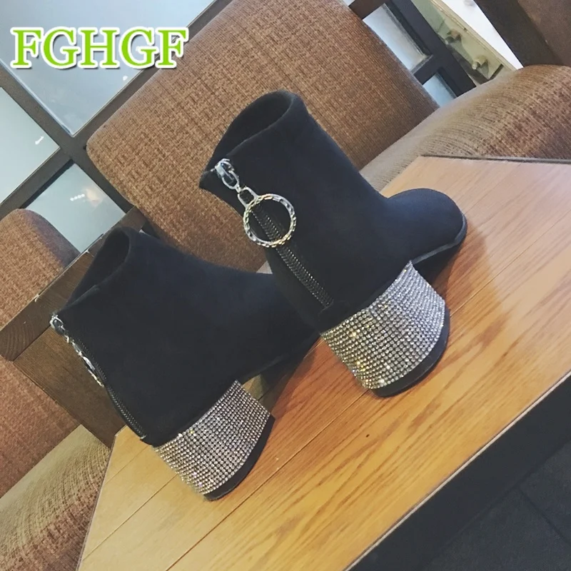 leather heeled boots with square toe