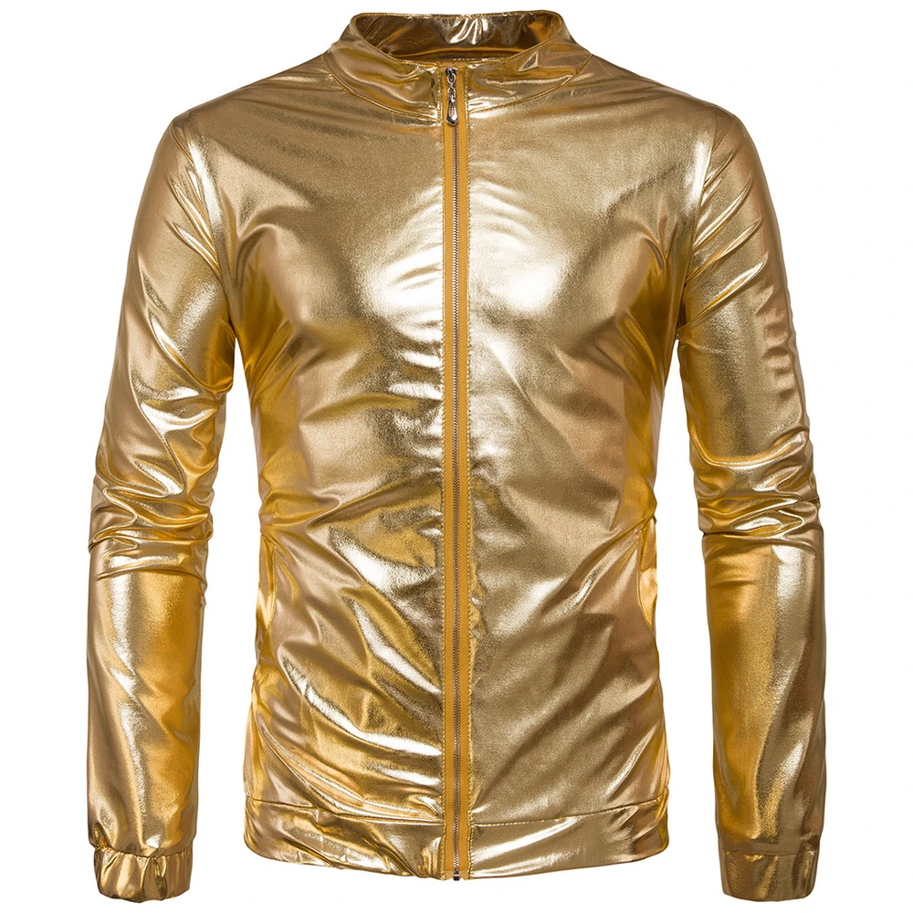Night Club Trend Metallic Gold Jacket Men Veste Homme 2016 Fashion