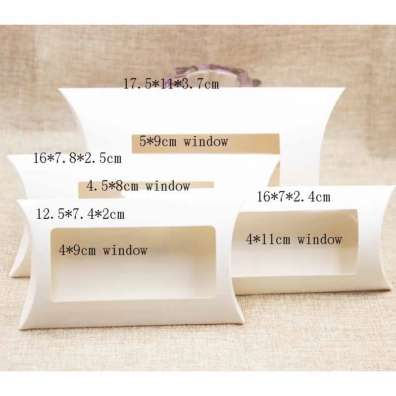 DIY فارغة ورقة هدية مربع. صناعيا حجم وسادة هدية مربع مع واضح pvc نافذة ، كرافت/الأبيض/الأسود ورقة نافذة مربع ل هدية 10 قطع