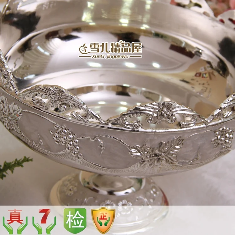 

European fruit bowl glass carved silver zinc fruteira alloy luxury KTV peel bowl creative peel Home Furnishing decorative bowls