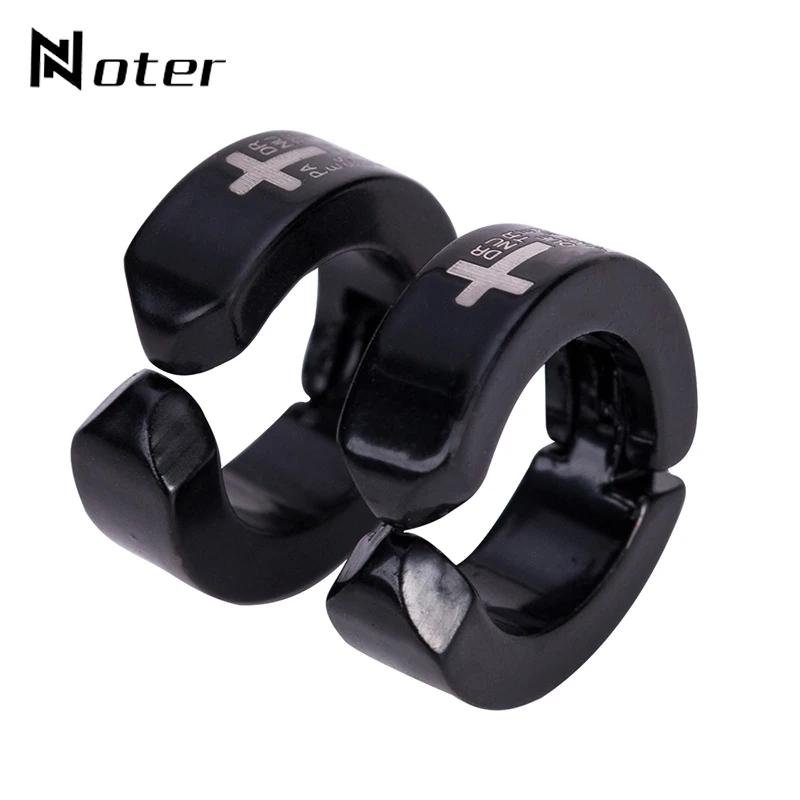 

Noter Black Small Round Cross Hoops Earrings Simple Creole Silver Color No Priercing Skull Loop Earrings For Mens Jewellery Aros