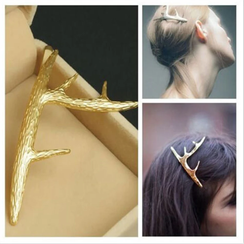 

1PC New Arrival Goddess Gold Antler Hair Cuff Clip Headband Hairpin Accessory Goth Punk Style barette cheveux femme