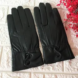 Бестселлер черные кожаные перчатки женские зимние перчатки из натуральной кожи короткие высококачественные настоящие женские кожаные
