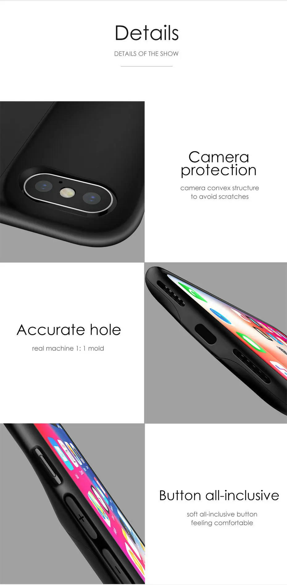 Mcdodo Battery Charger Cases for iPhone X 3200mAh Power Bank Case Ultra thin External Pack Backup Listen Music charger case (13)