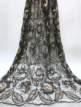 

2019 Embroidered Nigerian Lace Fabric African Wedding Lace Fabric Bridal High Quality French Tulle Lace Fabric For Party dress