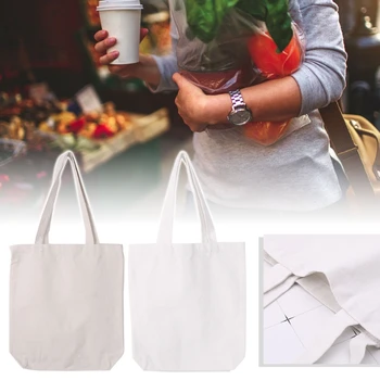 

DIY Canvas Tote Bag Women Shopper Shopping Shoulder Bags Reusable Foldable Blank