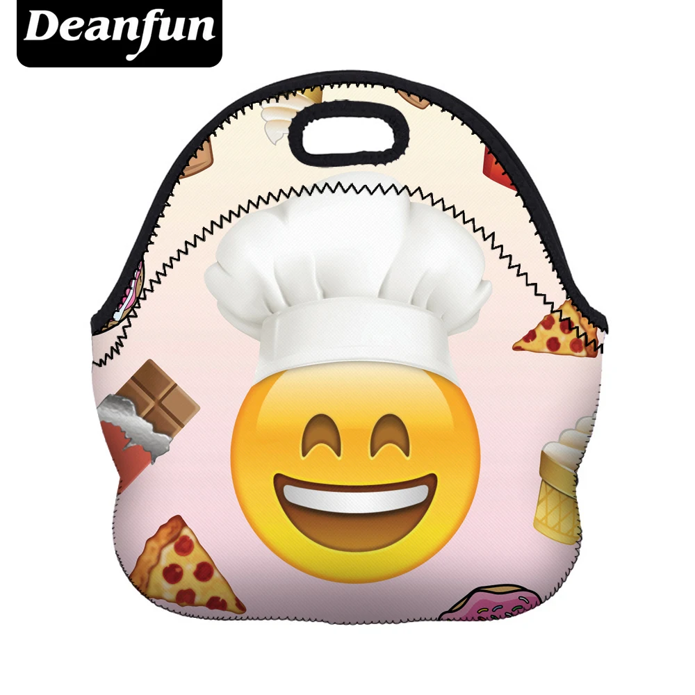 

Deanfun 3D Printed Lunch Bag Emoji Neoprene for Girls School Picnic Packed Food 50814