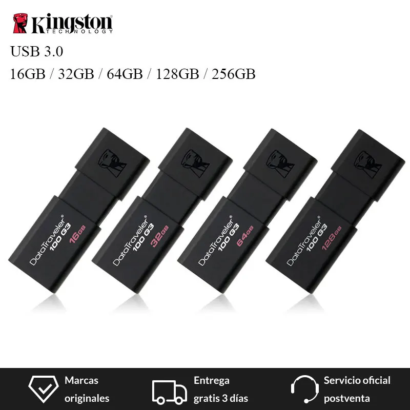 Original Kingston High Speed USB 3.0 DataTraveler Flash Drive 16GB 32GB 64GB 128GB 256GB USB Memory Stick Flashdisk DT100G3