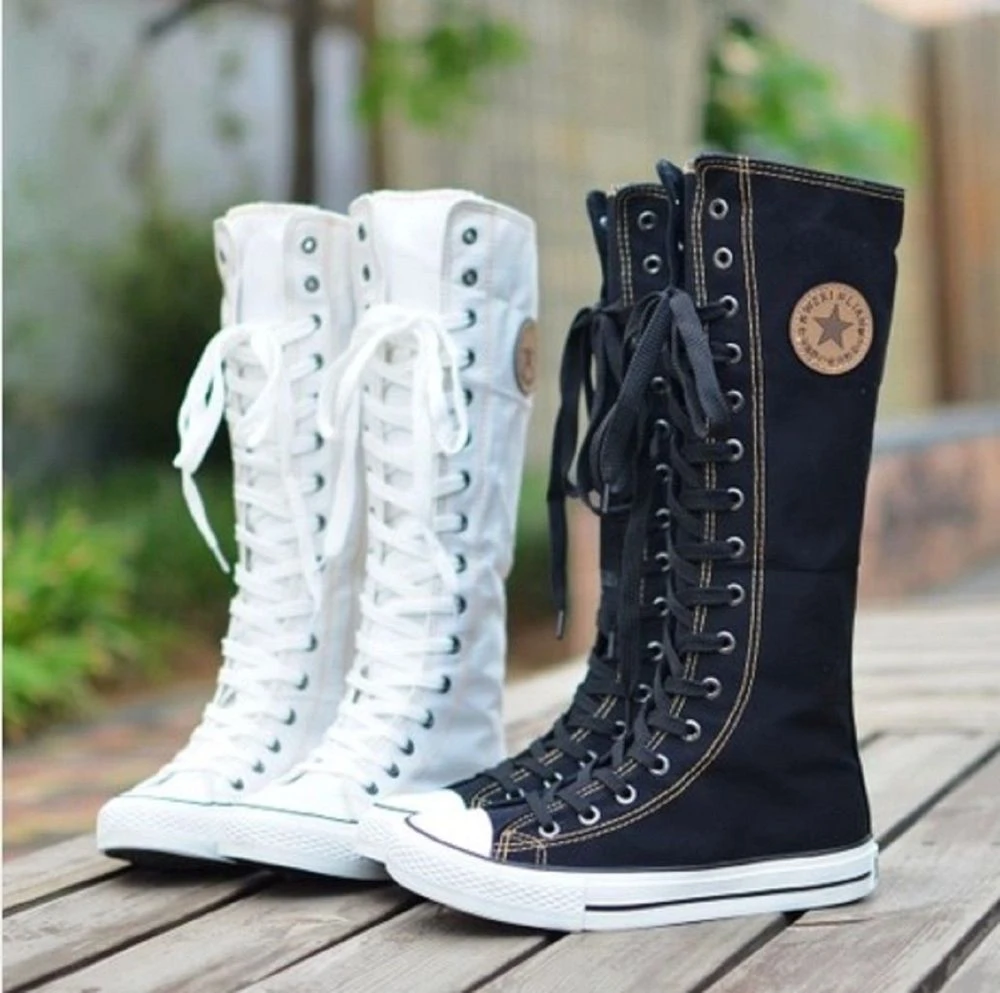 Envío gratis a estrenar EMO PUNK Boot hasta la rodilla niñas zapatos Zip cordones|lace heel shoes|lace penshoe lace string AliExpress