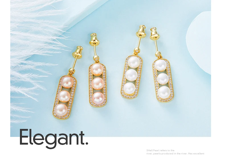 TYTW высокое качество 925 pearl2. жемчужные серьги для Для женщин арахиса белый розовый оболочки золото-длинные шпильки earbob