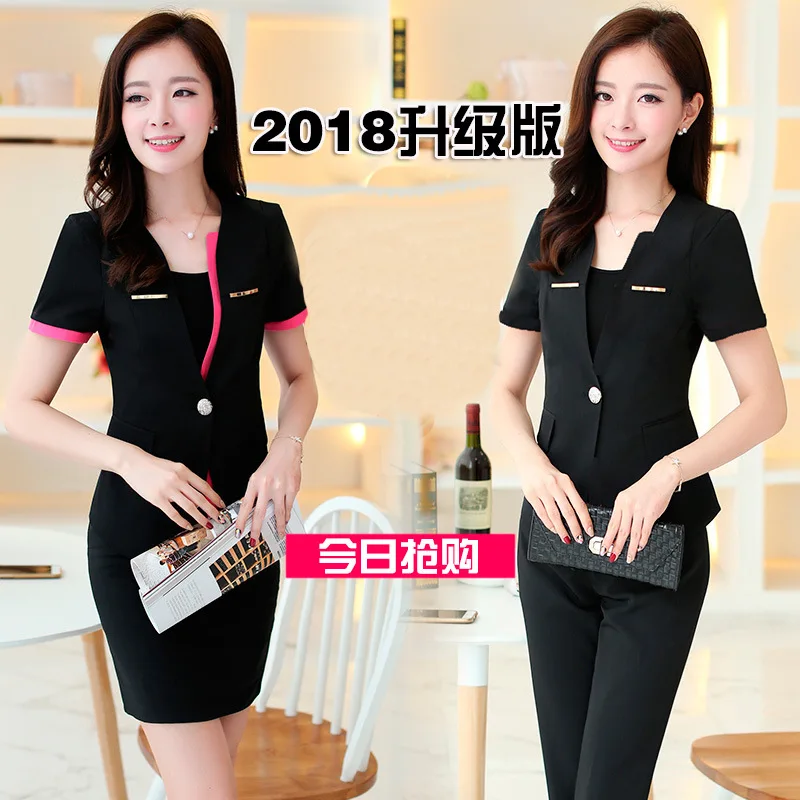 

plus size m-6xl(bust 116cm) new suits summer ladies short sleeves Two Piece Set women fashion clothes madam suit dress uniforms