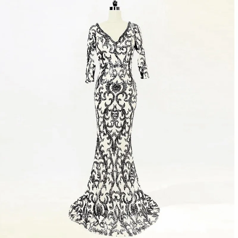 Роскошное длинное женское платье для особых случаев с золотым узором «пейсли», расшитое блестками и драгоценными камнями, с v-образным вырезом, с рукавом до локтя, элегантные сексуальные Клубные вечерние платья
