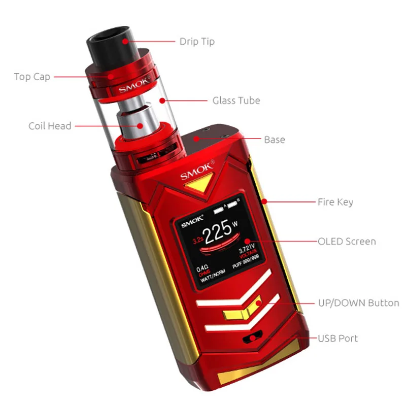 Оригинальный набор SMOK Veneno 225 Вт TC бокс мод с баком 5 мл TFV8 распылитель подсветкой