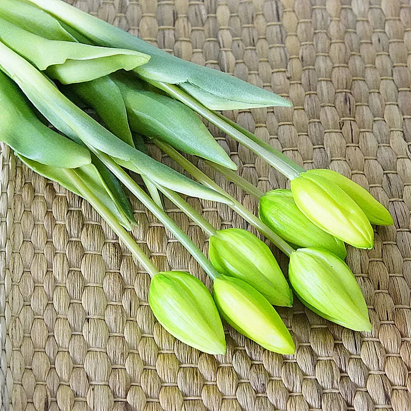 Green 7 шт. моделирование гибкие искусственные тюльпаны букет настоящий сенсорный цветок букет, домашнее украшение hotell дисплей искусственные цветы - Цвет: Green