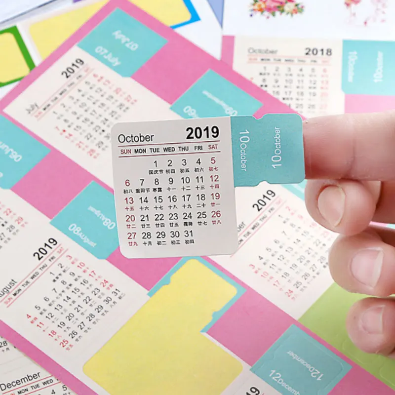 2 шт./лот 2019 новогодние календарные наклейки декоративные Сделай Сам Kawaii для
