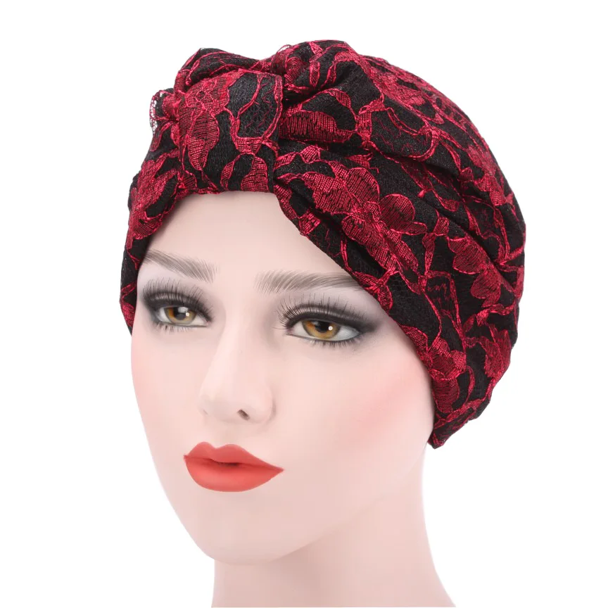 Double Layer Lace Turban Hat , Full Head turban Women's Headwrap Turban