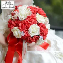 Perfectlifeoh букет невесты, Новое поступление Романтических Свадебных красочных букетов невесты, синий и фиолетовый свадебные букеты