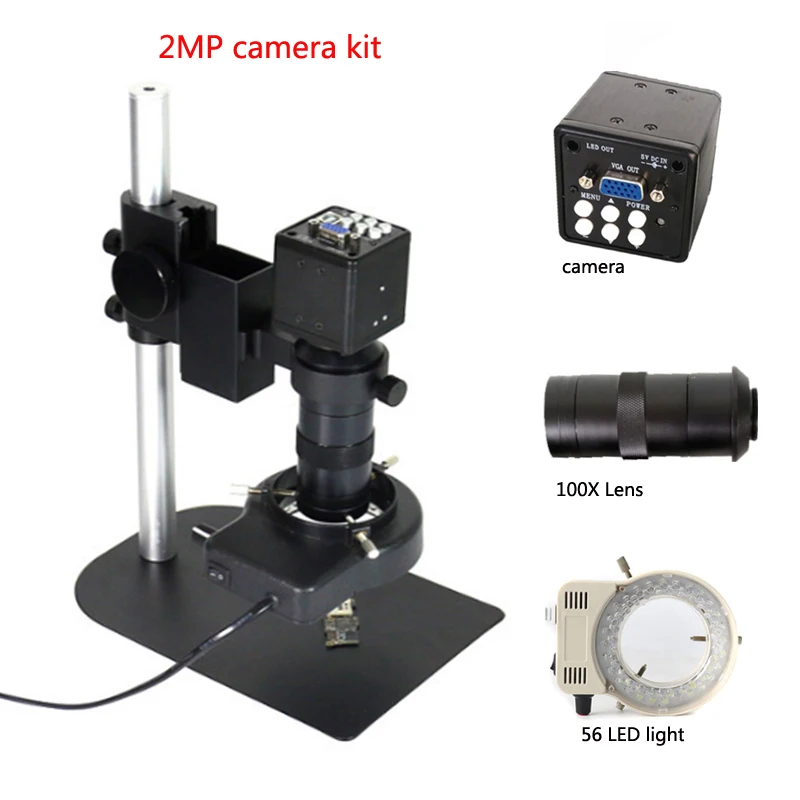 Полный VGA промышленный цифровой видео микроскоп камера+ 100X c-крепление объектива для Пайки PCB ремонт контрольные инструменты