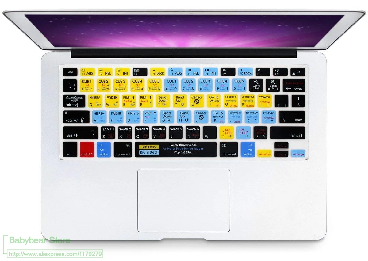 Силиконовый кожаный чехол для клавиатуры Serato scrich Live Hotkey ярлыки для старого Macbook Pro 13 15 евро ЕС США для Macbook Air 13,3