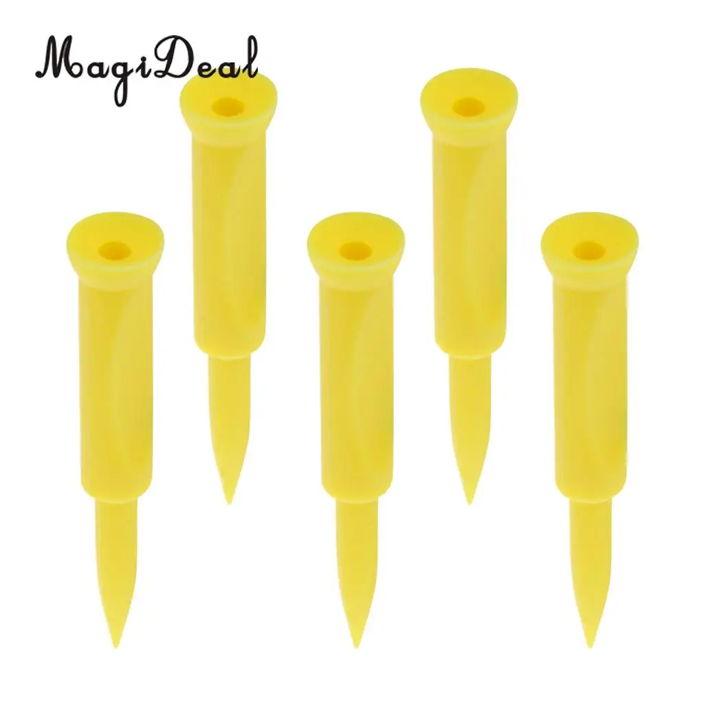 MagiDeal 5 Pieces Plastic Castle Golf Tee 70mm Yellow - Golfer Training Tool Equipment for Golf Pratice Accessories