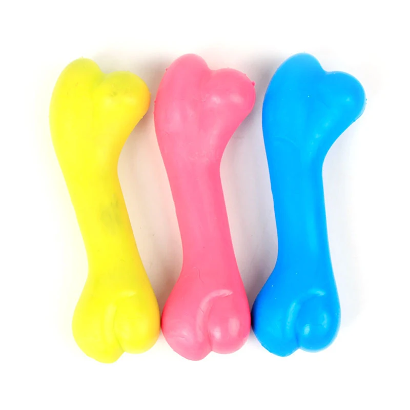 

Popular Pet Toys Dog Supplies Random Color 1 Piece Funny Playing Chihuahua Pet Puppy Chew Toy Bone Shape Rubber Dog Cat Toys
