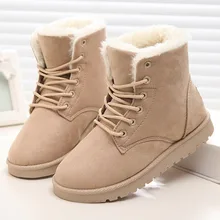 Warm Women Boots Lace Up Women Snow Boots 2017 Plush Ankle Winter Boots Women Shoes