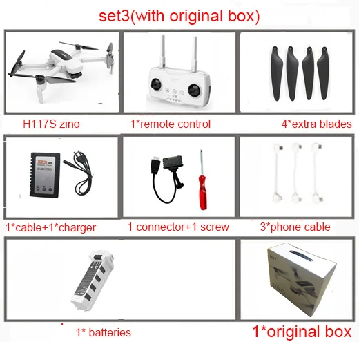 H117S Zino gps 5,8 Г 1 км Складная рукоятка с видом от первого лица в формате 4K UHD, Камера 3-осевому гидростабилизатору RC Quadcopter RTF р/у высокого Скорость с видом от первого лица - Цвет: Set5