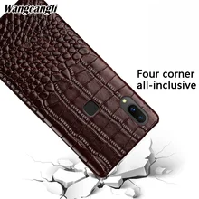 For VIVO V9 crocodile pattern half-pack mobile phone case four-corner all-inclusive mobile phone case for X6 X7 X9 X21 case crocodile pattern anti radiation signal shielding protective pu bag case for mobile phone brown
