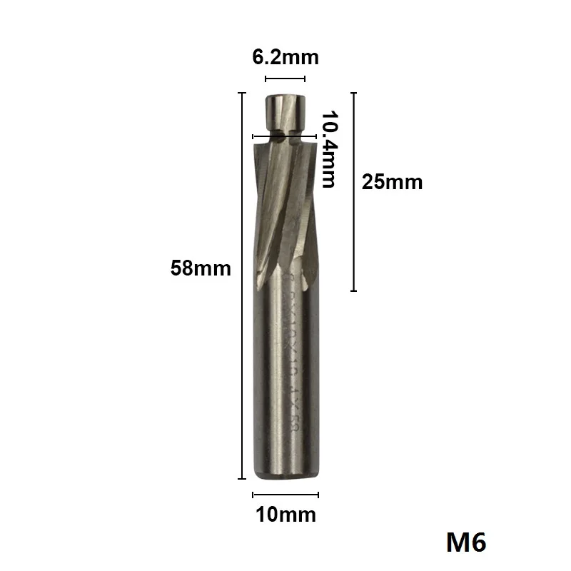 1 шт. M3.2-M16.5 HSS Цековка торцевой Фрезы с ЧПУ машина для вырезания гребней и пазов 4 флейты гравировальное лезвие раззенковка фреза - Длина режущей кромки: M6.2