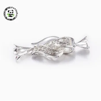 

Silver Color Flower Shape Grade A Alloy Rhinestone Magnetic Clasps for Jewelry Making DIY Bracelet Necklace 41x14x8mm