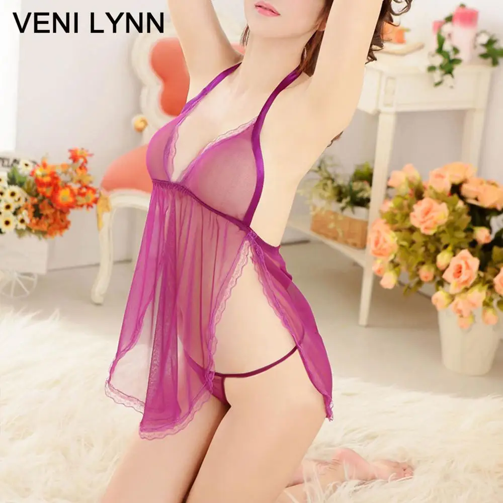 VENI LYNN Silk Romantic Nightgowns&Sleepshirts Sexy Lingerie Women Cute for Girls