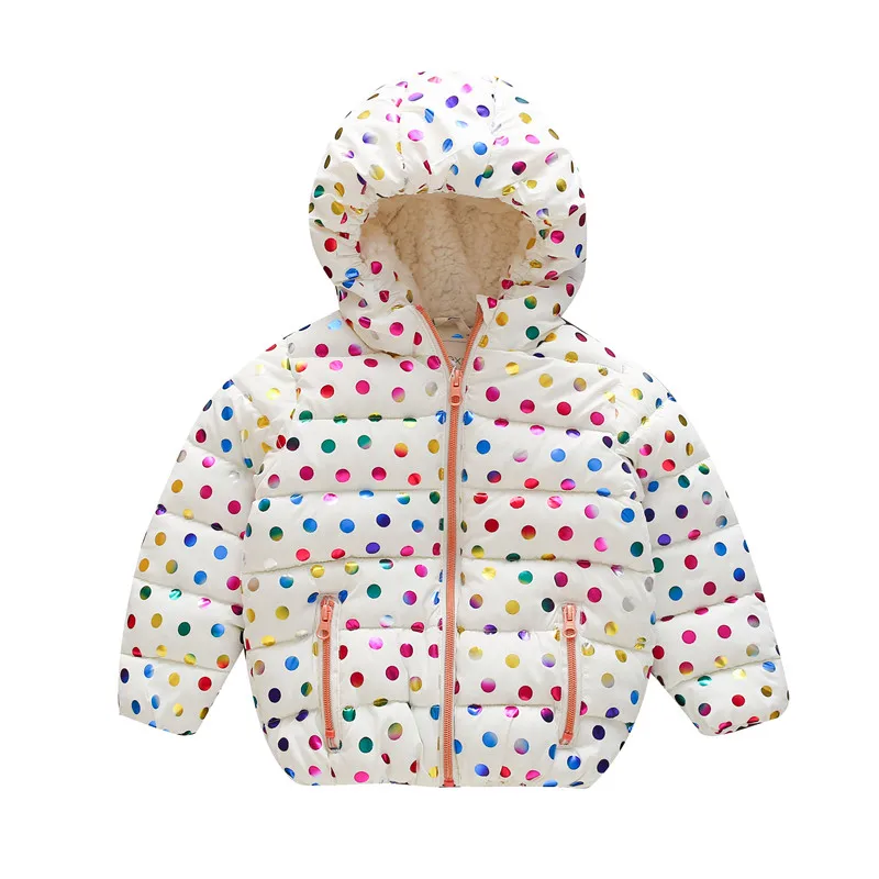 

82776 Baby Jacket Winter Girl Coat For Girls CLothes Dot Fleece Hooded Girls Jacket Worm Girl Outerwear Kids Jacket Lolita