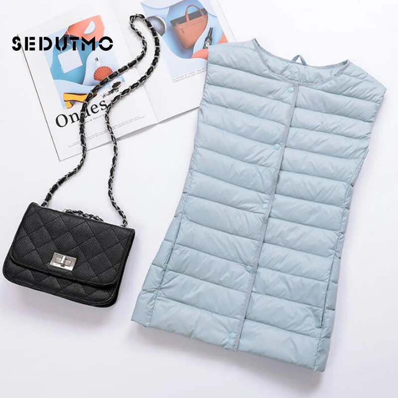 

SEDUTMO Winter Womens Down Jackets Short Ultra Light Vest Duck Down Coat Puffer Jacket Slim Waistcoat ED503