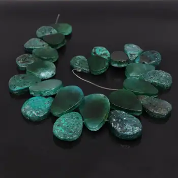 

15.5"strand Green Raw Agates Top Drilled Slab Slice Loose Beads,Natural Onxy Stone Nugget Nacklace Pendant Beads Jewelry Crafts