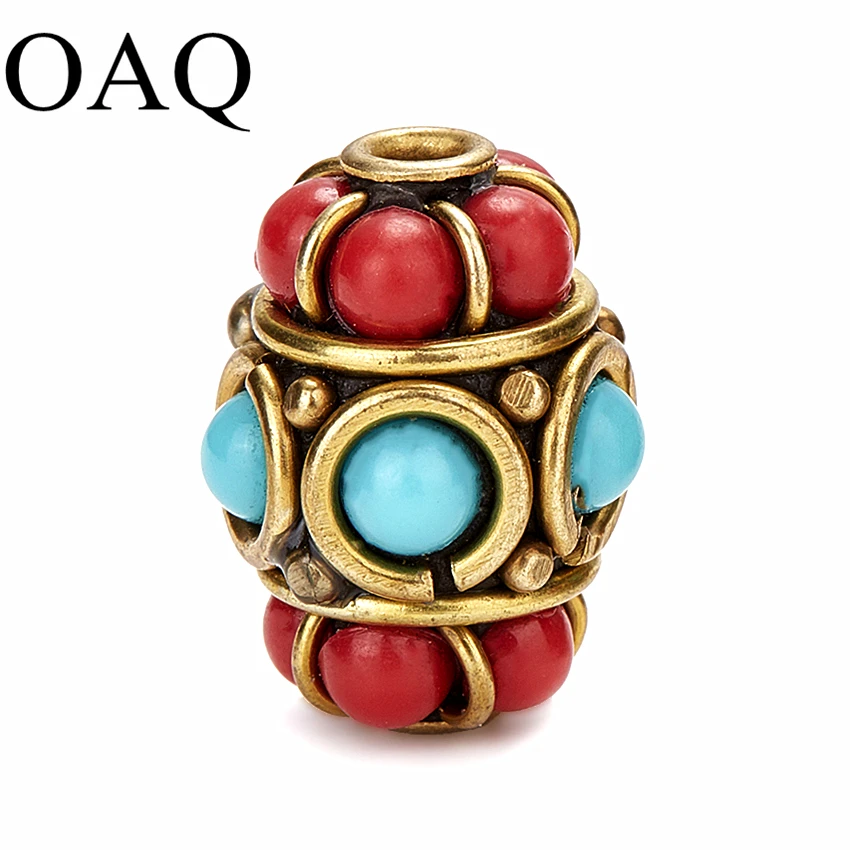 

Retro Nepal Metal Beads Tibetan Type Clay Beads For Jewelry Making 16mm*12mm 5pcs Pure Copper Handmade Craft Making