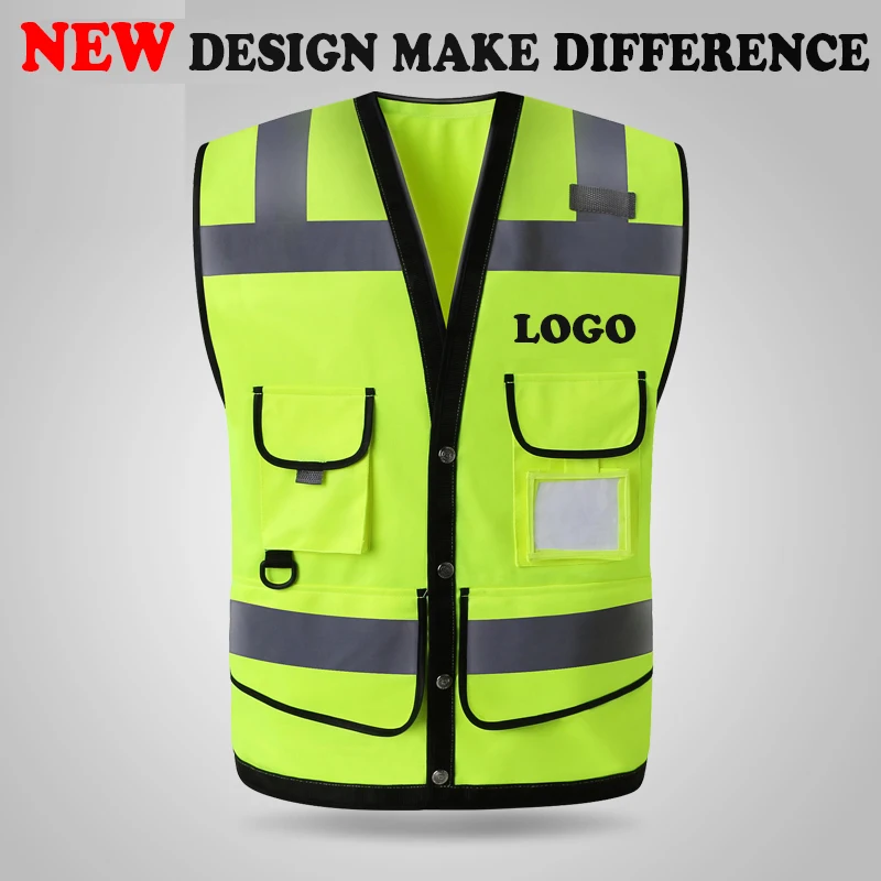 

SPARDWEAR HIGH VISIBILITY REFLECTIVE SAFETY VEST WAISTCOAT MENS WITH MULTI-POCKETS SILK SCREEN LOGO PRINTING FREE SHIPPING
