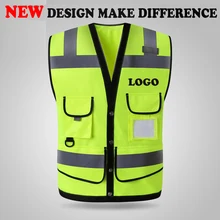 SPARDWEAR HIGH VISIBILITY REFLECTIVE SAFETY VEST WAISTCOAT MENS WITH MULTI-POCKETS SILK SCREEN LOGO PRINTING FREE SHIPPING