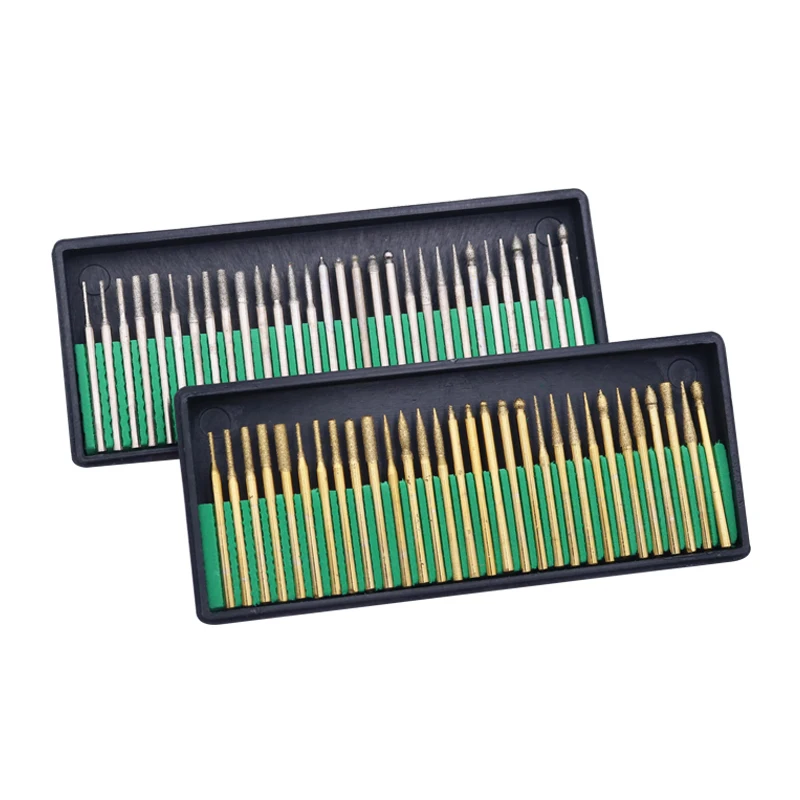 30 piece titanize diamond carving burr bit with 2.35mm shank for jade stone carbide drill bits set | Инструменты