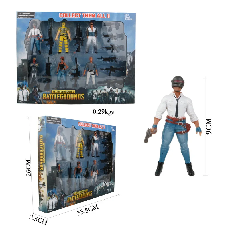 

6pes/set PUBG 9cm Characters Toy Playerunknown's Battlegrounds Eat Chicken Action Toy Weapons Accessories Kids Action Figure Toy