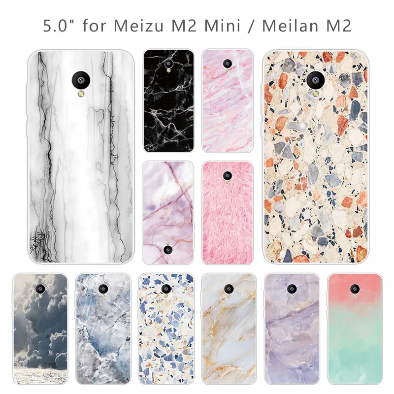 

5.0" for Meizu M2 Mini / Meilan M2 Phone Cases Soft Silicone for Meizu M2 Mini Transparent TPU Back Black Matte Stone Coque
