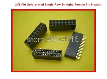

Free shipping 200PCS 2.54mm 2X8 Pin Gold-plated Single Row Straight Female Pin Header ROHS