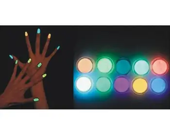 

New 1set Night Light Fluorescent Luminous Neon Glow Nail Noctilucent 10 Colors powder crystal neon acrylic powder