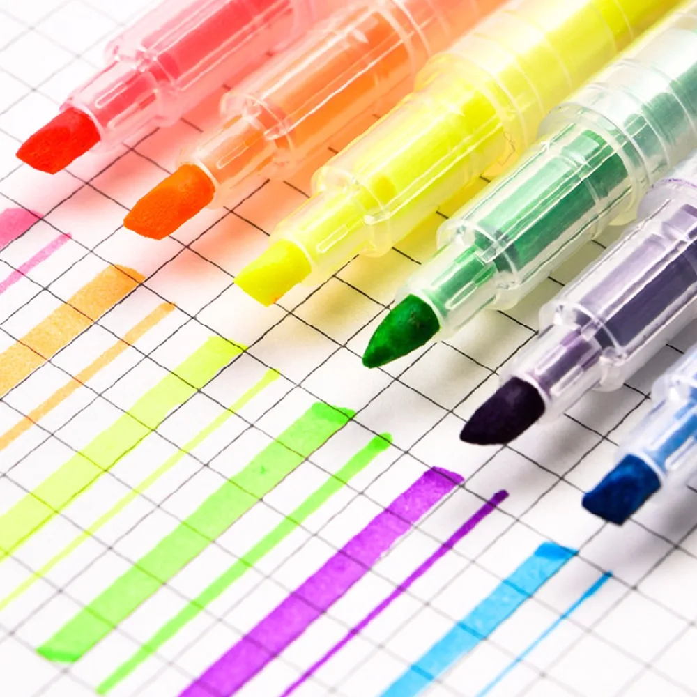 

6Pcs Dual Head 6 Colored Highlighter Pen With Invisible Ink For School Office
