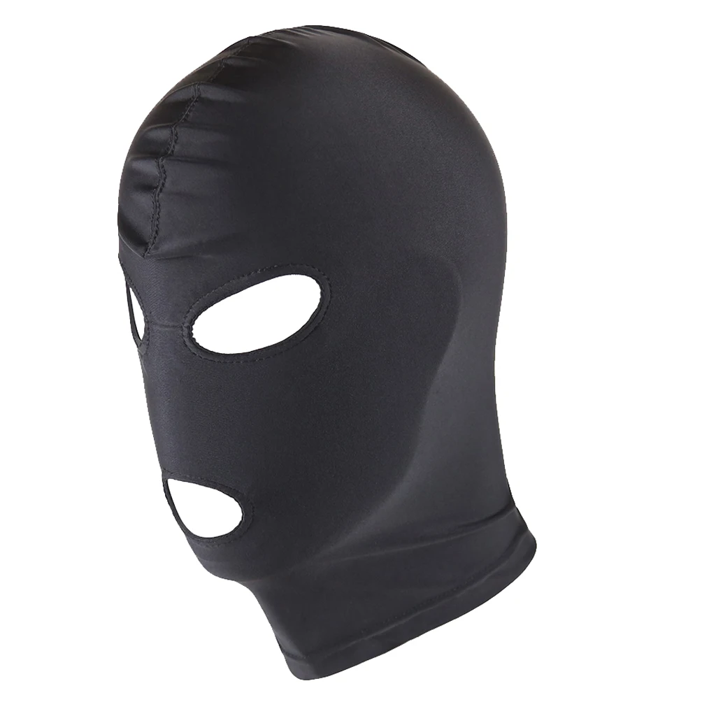 Unisex Breathable Black Full Face Cover Spandex Zentai Costume Mask Hoods