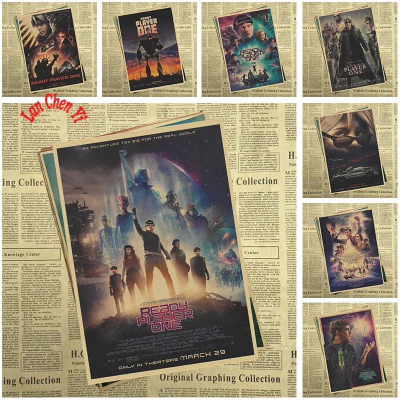 

2018 Movie Ready Player One kraft paper poster Cafe Creative wallpaper Interior Decoration