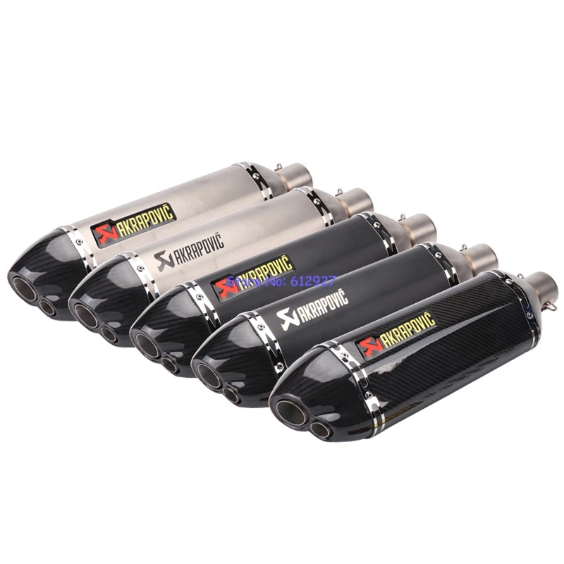 

JOHOTAKI: Inlet 51mm Universal Akrapovic Motorcycle Exhaust Pipe Muffler Escape Dual Outlet Tips Exhaust